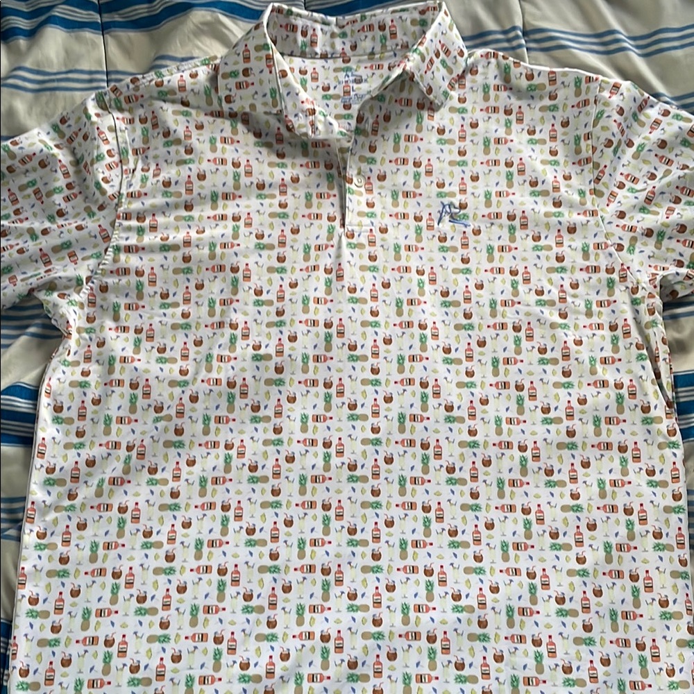 Rhoback Men's White Patterned Golf Polo